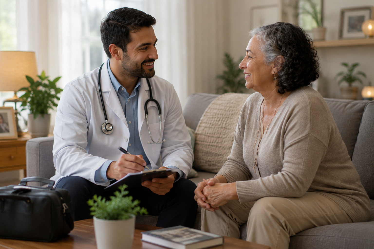 Audiologist visiting patient at home in Kerala